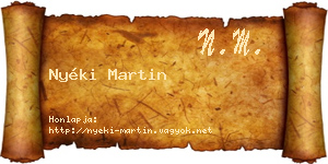 Nyéki Martin névjegykártya
